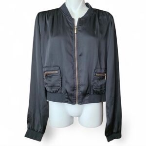 Jennifer Lopez Black Cropped Bomber Jacket